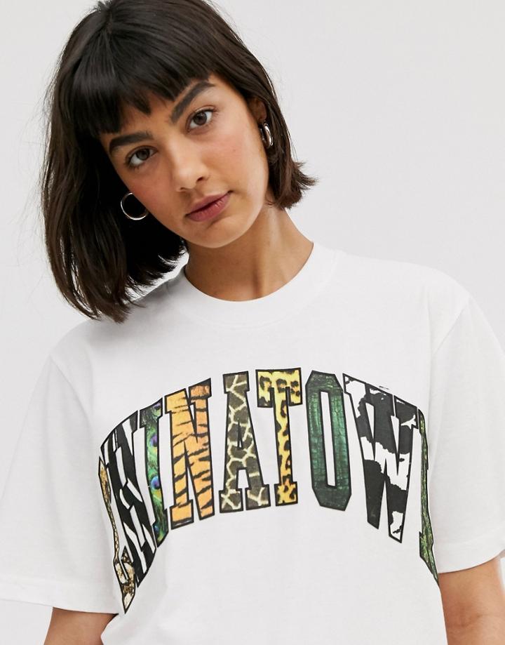 Chinatown Market Boyfriend T-shirt With Animal Infill Graphic-white