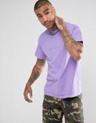 Mennace Oversized T-shirt In Purple With Embroidered Logo - Purple
