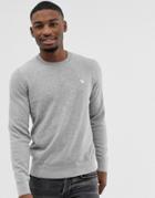 Abercrombie & Fitch Core Icon Moose Logo Crewneck Sweatshirt In Light Gray Marl