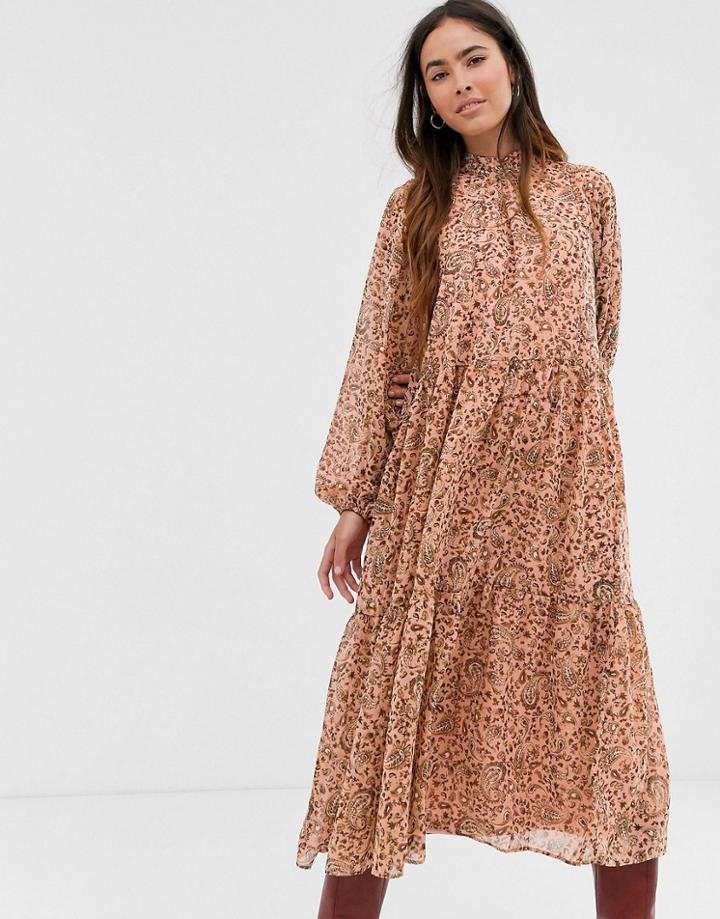 Vila High Neck Paisley Maxi Dress