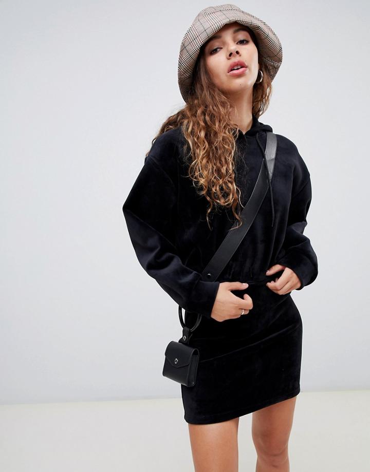 Weekday Oversized Velvet Hoodie - Black
