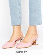 Lost Ink Wide Fit Slingback Mid Heeled Shoes - Beige