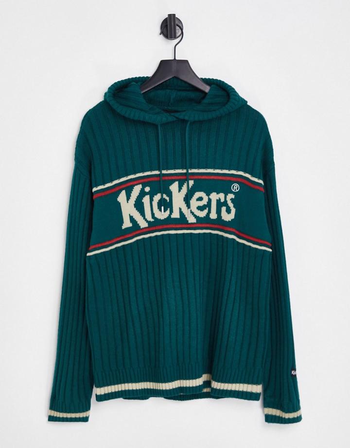 Kickers Oversized Hoodie With Front Logo In Teal-blue