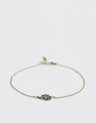Asos Design Chain Anklet With Leaf Charm In Burnished Gold - Gold