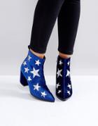 London Rebel Star Heeled Ankle Boots - Navy