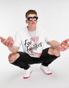 Asos Design Oversized T-shirt With Foo Fighters Print In White