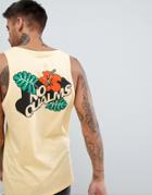 Asos Design Tank With No Qualms Floral Print - Yellow