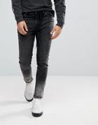Asos Skinny Jeans In Washed Black With Lace Belt - Black