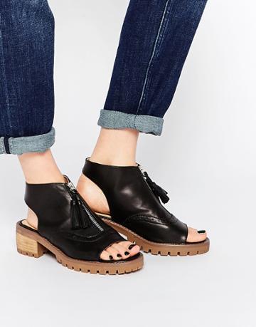 Asos Avenge Peep Toe Ankle Boots - Black