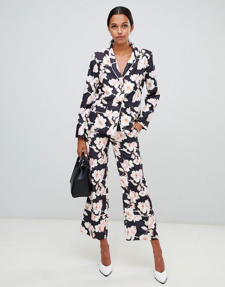 Liquorish Floral Wide Leg Pants-multi