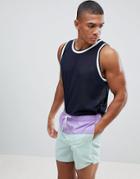 New Look Color Block Swim Shorts In Lilac - Purple