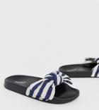 Truffle Collection Wide Fit Bow Slides-black