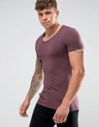 Asos Extreme Muscle Fit T-shirt With Scoop Neck In Purple - Purple