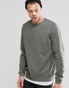 Asos Sweatshirt With Reverse Loopback Cut & Sew Side Panels - Khaki