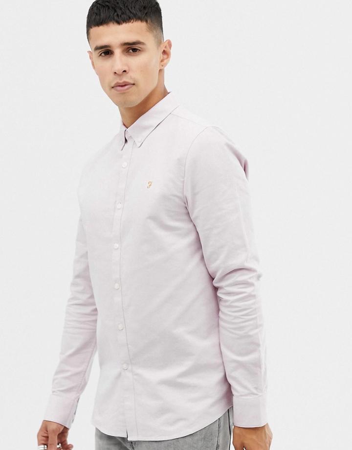 Farah Brewer Slim Fit Oxford Shirt In Light Pink - Pink