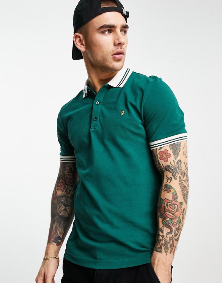 Farah Short Sleeve Polo In Emerald Green