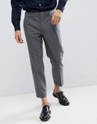 Farah Cropped Pants In Wool Mix Slim Fit - Gray