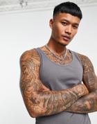 Asos Design Organic Muscle Fit Tank In Washed Black