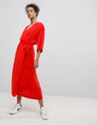Moss Copenhagen Polysilk Wrap Dress - Red