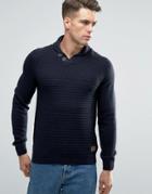 Threadbare Shawl Neck Sweater - Navy