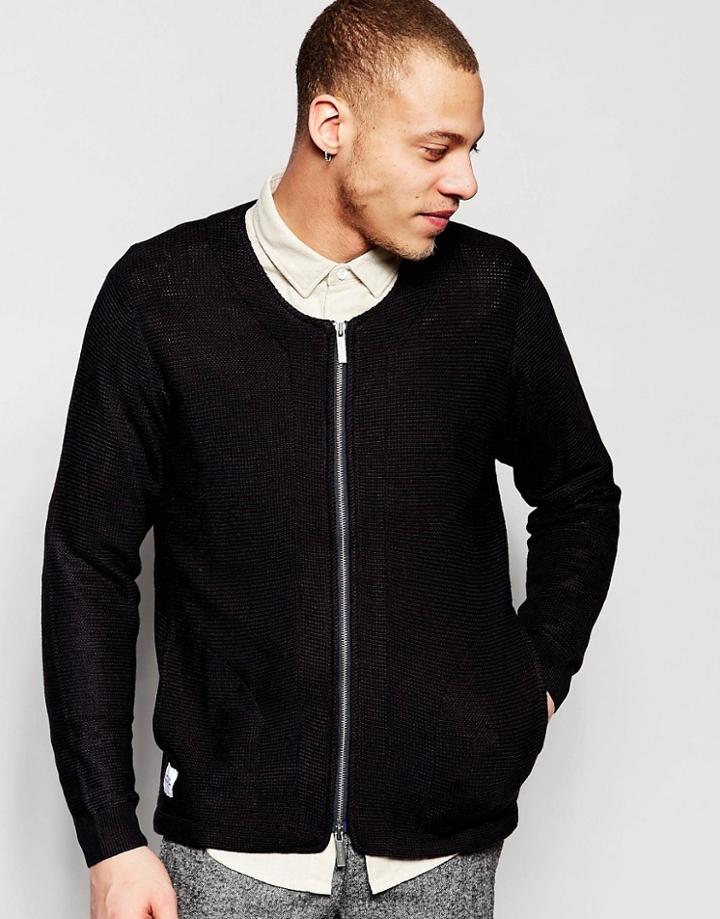 Native Youth Lightweight Zip Through Knited Bomber - Black