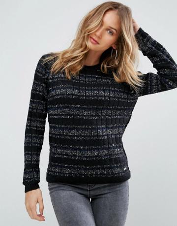Pepe Jeans Osha Metallic Yarn In Alpaca Wool Blend Sweater - Black
