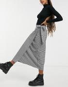 Monki Minou Wrap Skirt In Black And White Gingham