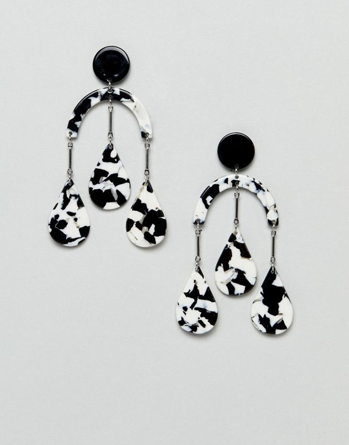 Asos Design Earrings In Abstract Drop Design With Resin Shapes In Gold - Multi