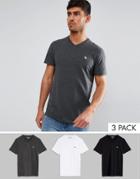 Abercrombie & Fitch 3pack T-shirt Vneck Muscle Slim Fit In Black/white/gray - Multi