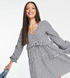 Influence Tall Cotton Poplin Mini Dress In Navy Gingham