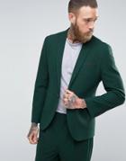 Asos Skinny Suit Jacket In Forest Green - Green