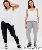 Asos Design Maternity Under The Bump Basic Jogger With Tie 2 Pack Save - Multi