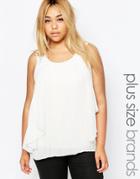Junarose Sleeveless Pleated Top With Frill Detail - White