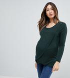 New Look Maternity Nursing Long Sleeve Wrap Top - Green