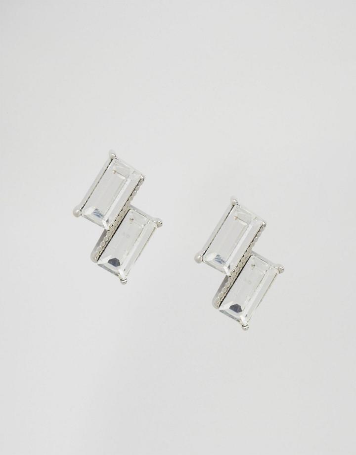 Cara Ny Double Gem Stud Earrings - Silver