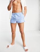 Asos Design Runner Swim Shorts In Light Blue-blues