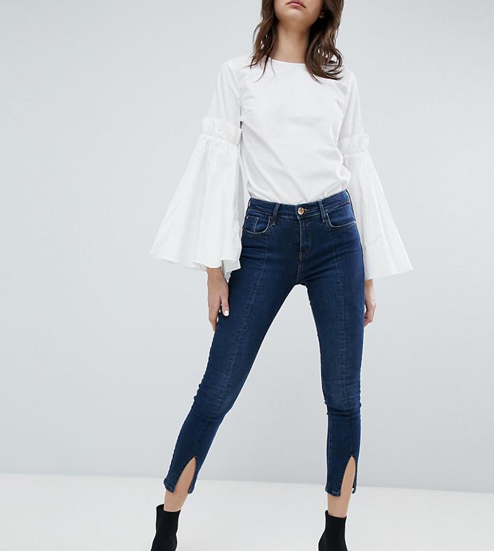 River Island Amelie Split Front Skinny Jeans - Blue