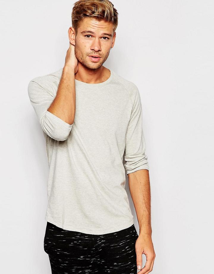 Nudie Jeans 3/4 Sleeve Top Backbone - Greymelange