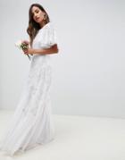 Asos Edition Floral Applique Wedding Dress - White