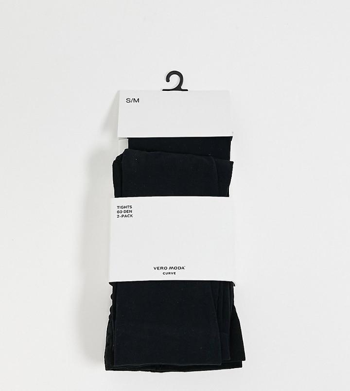 Vero Moda Curve 2-pack Tights In Black