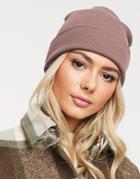 Asos Design Turn Up Beanie In Recycled Polyester In Pink - Pink
