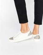 Carvela Maze Glitter Toecap Plimsolls - White Synthetic