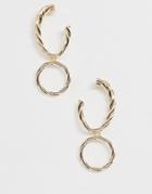 New Look Textured Hoop Earrings In Gold - Gold