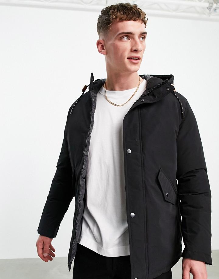 Jack & Jones Originals Parka With Hood In Black