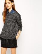 Asos Sweater In Slouchy Marl - Charcoal