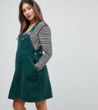 Asos Maternity Cord Overall Dress In Emerald Green - Green