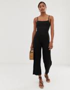 Stradivarius Plain Black Jumpsuit With Plain Bow - Black