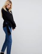Asos Sweater With High Neck And Hem Detail - Black