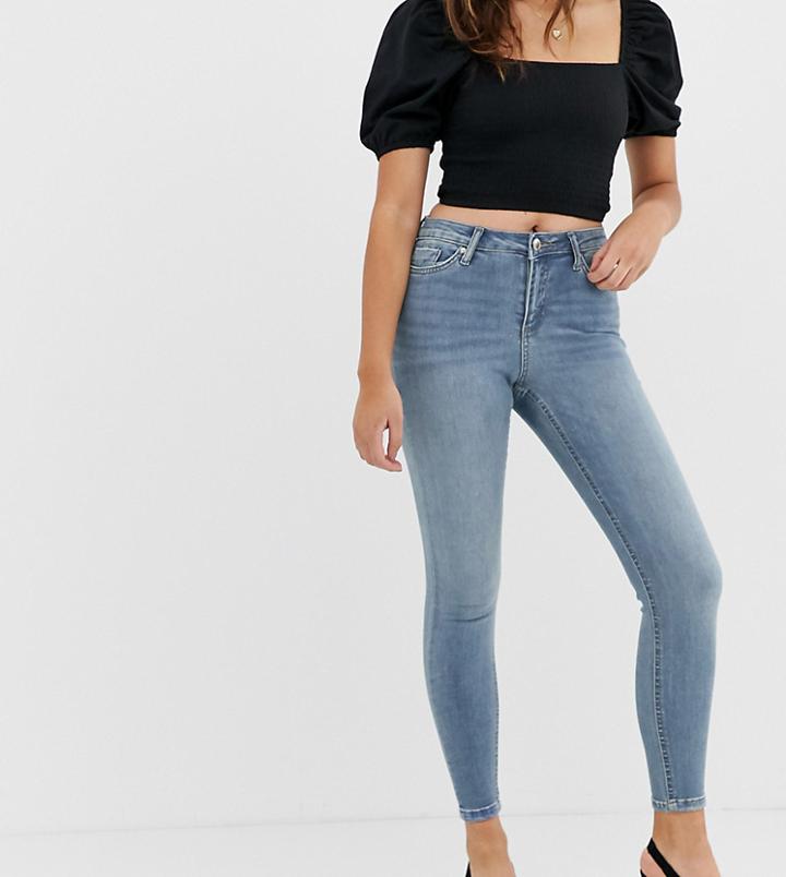 Miss Selfridge Lizzie Skinny Jeans In Mid Wash-blue