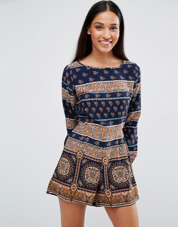 Ax Paris Geo-tribal Printed Romper - Multi